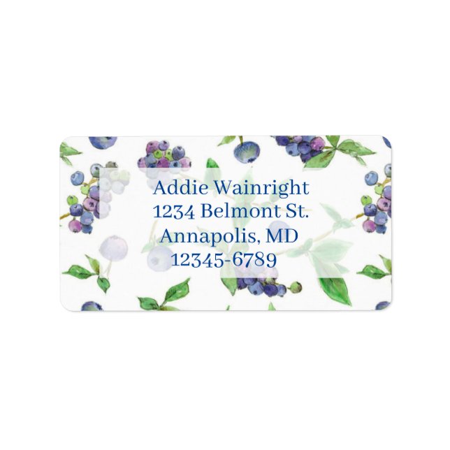 Étiquette de retour d'adresse aux bleuets aquarell (Devant)