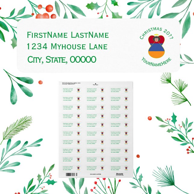 Étiquette de retour d'adresse avec ange de Noël av (Créateur téléchargé)
