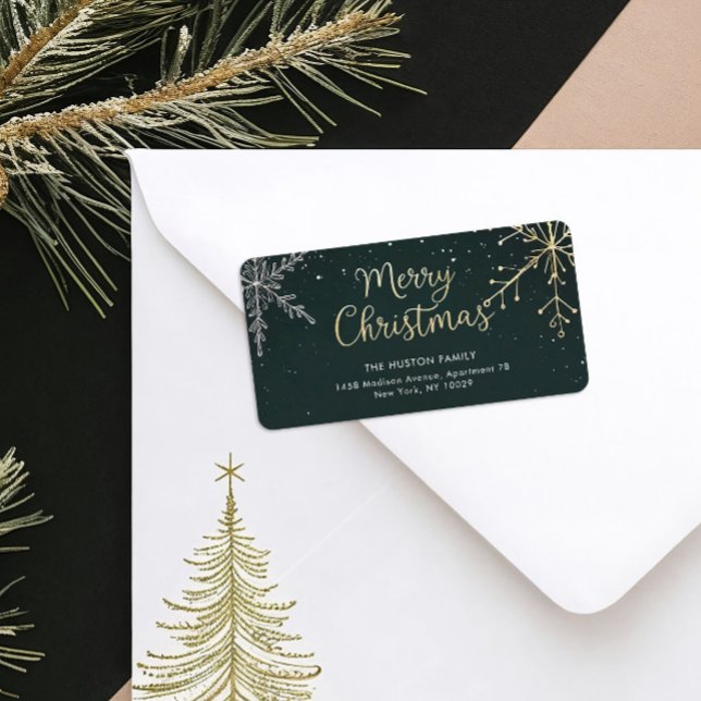 Étiquette de retour d'adresse chic de Noël (Créateur téléchargé)