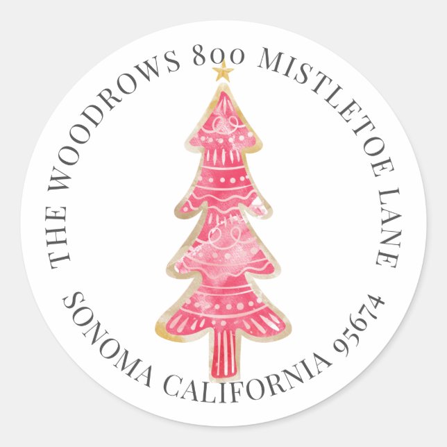 Étiquette de retour d'adresse d'arbre de Noël de c (Devant)