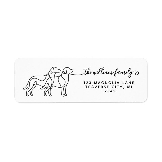 Étiquette de retour d'adresse de chien écriture mo (Devant)