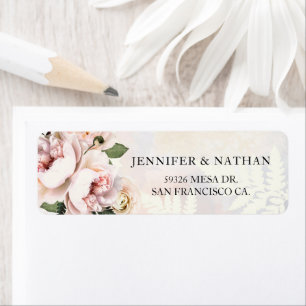 Étiquette de retour d'adresse de mariage à fleurs 