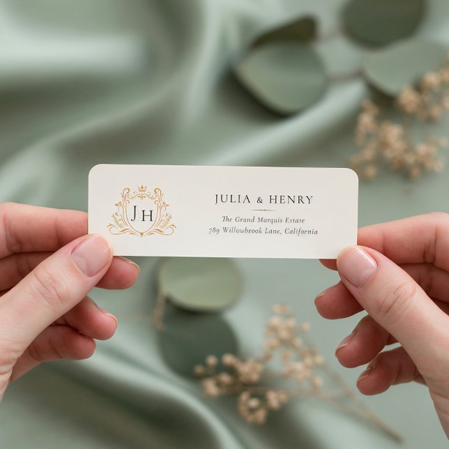 Étiquette de retour d'adresse de mariage à monogra (Créateur téléchargé)