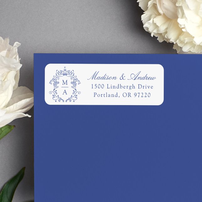Étiquette de retour d'adresse de mariage au monogr (Créateur téléchargé)