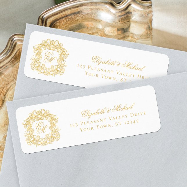 Étiquette de retour d'adresse de mariage avec mono (Créateur téléchargé)