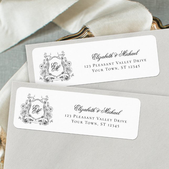 Étiquette de retour d'adresse de mariage avec mono (Créateur téléchargé)
