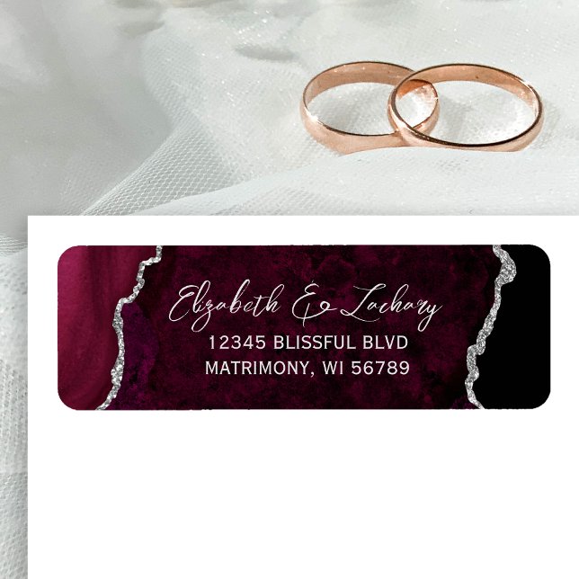 Étiquette de retour d'adresse de mariage en Agate  (Créateur téléchargé)