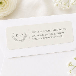 Étiquette de retour d'adresse de mariage en monogr