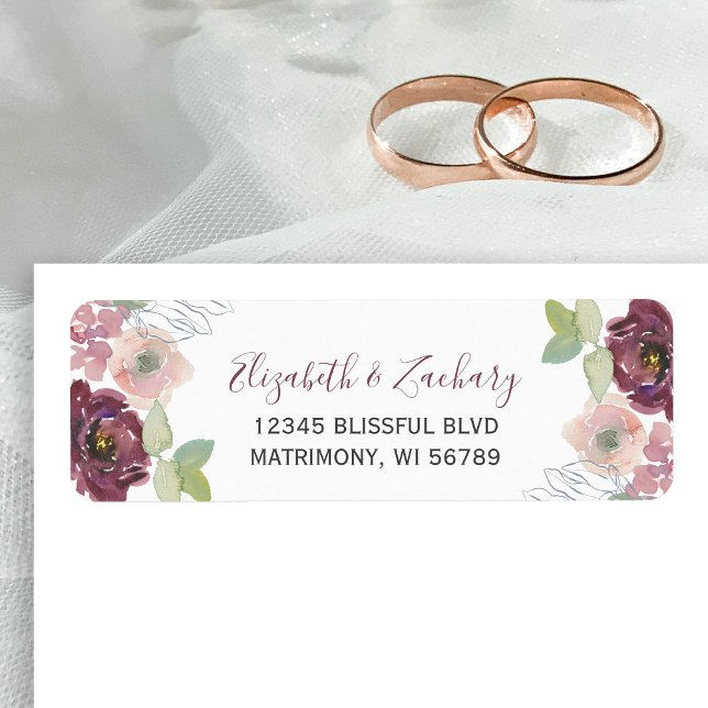 Étiquette de retour d'adresse de mariage floral Bu (Créateur téléchargé)
