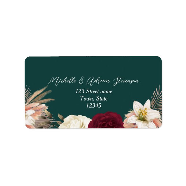 Étiquette de retour d'adresse de mariage floral ém (Devant)