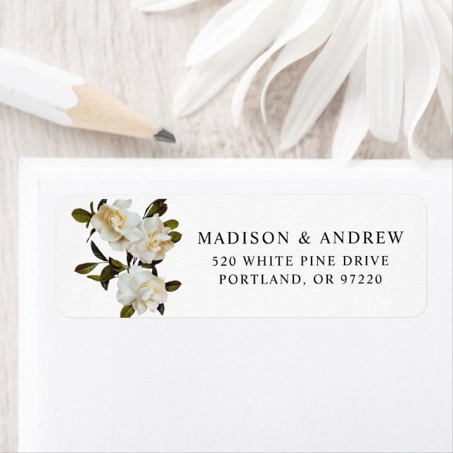 Étiquette de retour d'adresse de mariage florale d (En situation)