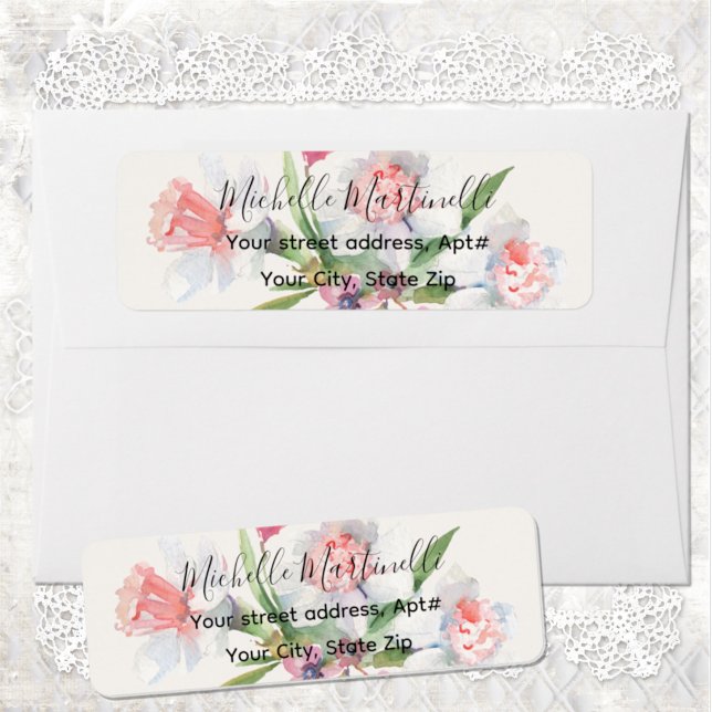 Étiquette de retour d'adresse de mariage florale N (Créateur téléchargé)