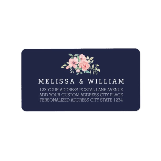 Étiquette de retour d'adresse de mariage florale r (Devant)