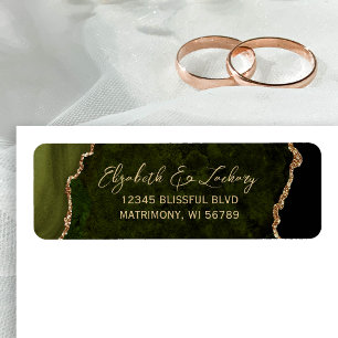 Étiquette de retour d'adresse de mariage Olive Gre