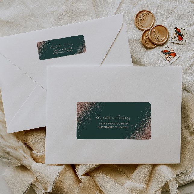 Étiquette de retour d'adresse de mariage Rose Gold (Créateur téléchargé)