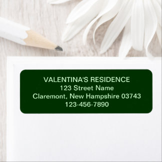 Étiquette de retour d'adresse de mariage vert fonc