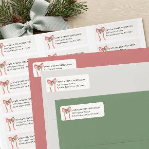 Étiquette de retour d'adresse de Noël au houx avec