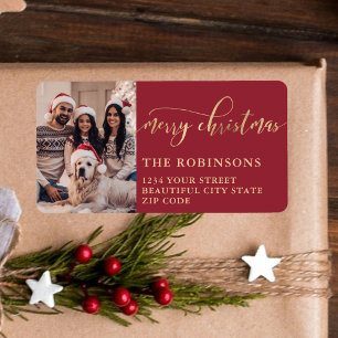 Étiquette de retour d'adresse de Noël avec photo m