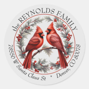 Étiquette de retour d'adresse de Noël Twin Cardina