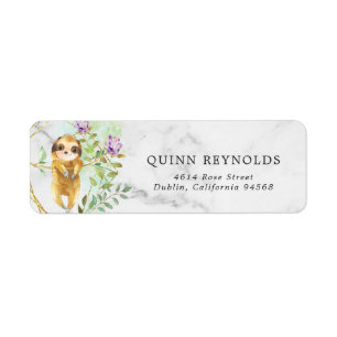 Étiquette de retour d'adresse de paresseux tropica