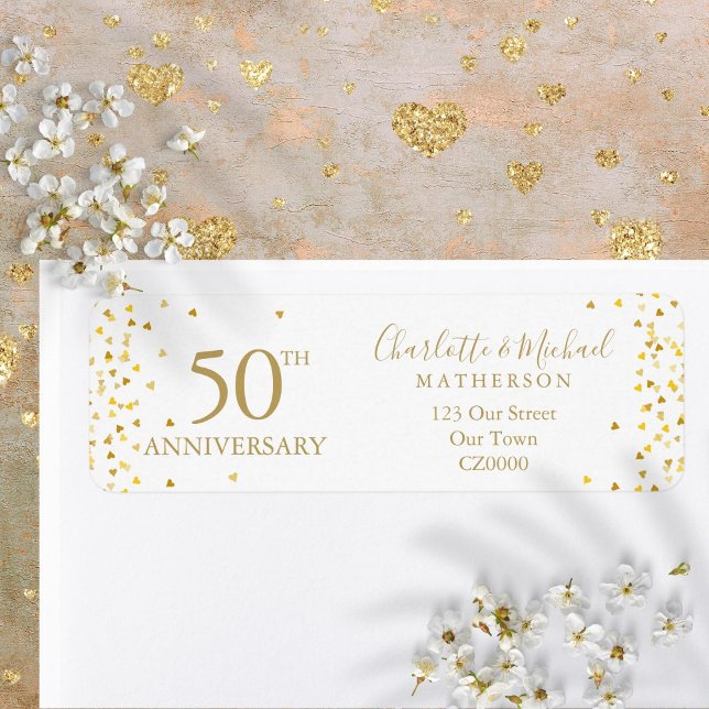 Étiquette de retour d'adresse de signature dorée p (50th Anniversary Gold Signature Return Address Label)