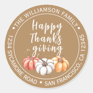 Étiquette de retour d'adresse de Thanksgiving pour