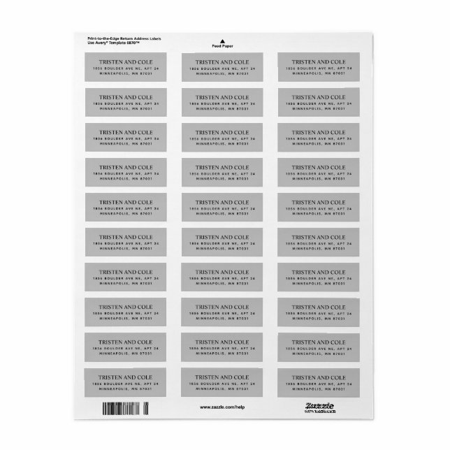 Étiquette de retour d'adresse élégante et classe g (Feuille entière)