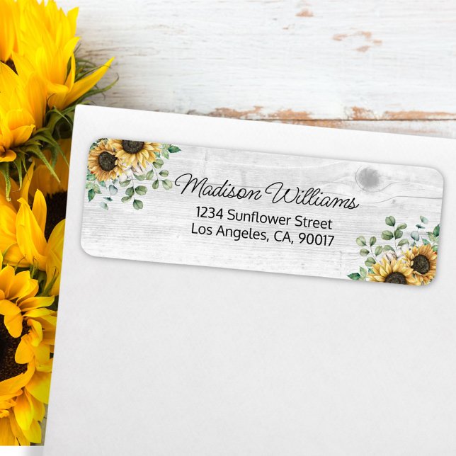 Étiquette de retour d'adresse Eucalyptus Tournesol (In situ on envelope)