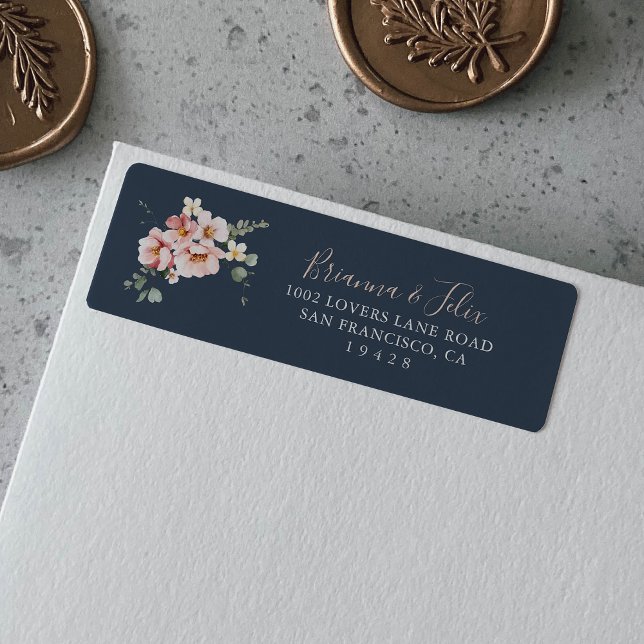 Étiquette de retour d'adresse florale de rose de j (Créateur téléchargé)