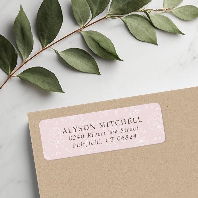 Étiquette de retour d'adresse florale rose pâle dé (Créateur téléchargé)