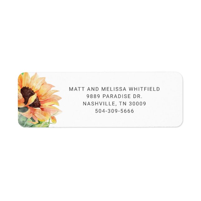 Étiquette de retour d'adresse florale Tournesol ja (Devant)