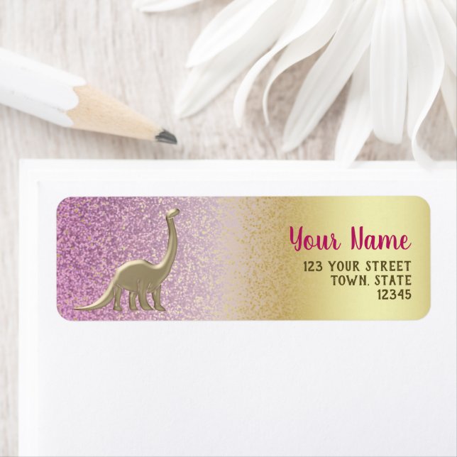 Étiquette de retour d'adresse Glitter Ombre Rose & (En situation)