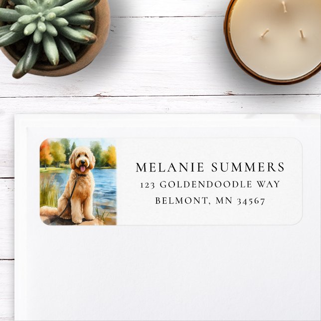 Étiquette de retour d'adresse Goldendoodle Summer  (Créateur téléchargé)