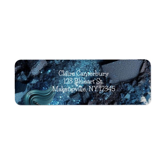 Étiquette de retour d'adresse Maquillage Bleu Glam (Devant)
