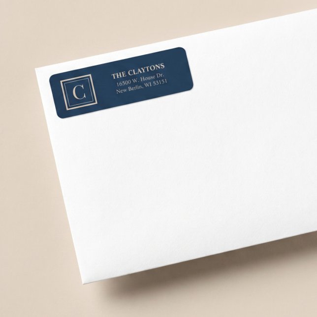 Étiquette de retour d'adresse monogramme encadré b (Créateur téléchargé)