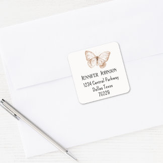 Étiquette de retour d'adresse Papillon Sépia Baby 