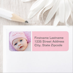 Étiquette de retour d'adresse Rose Clair pour Bébé