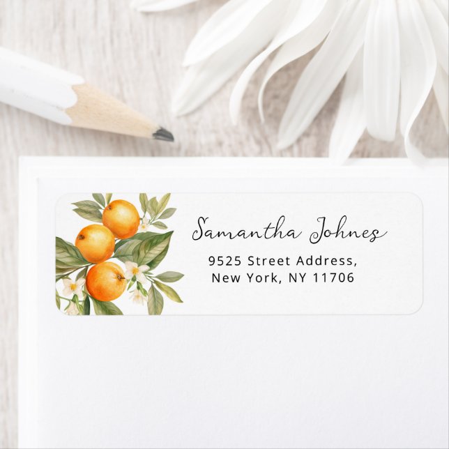 Étiquette de retour d'agrumes à l'aquarelle Cutie (En situation)