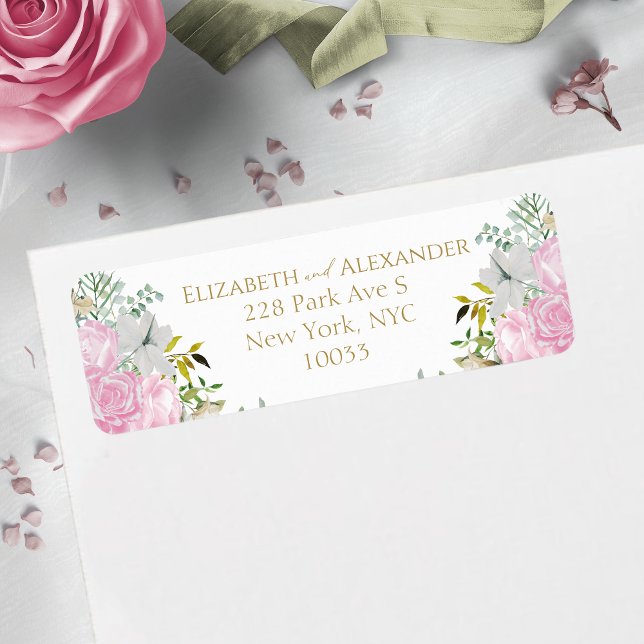 Étiquette de retour d'aquarelle de mariage de prin (Créateur téléchargé)