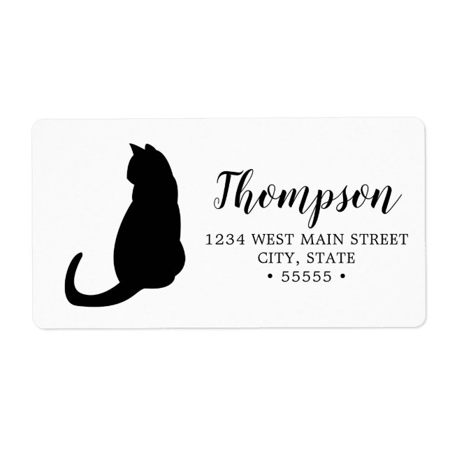 Étiquette de retour de chat noir mignon (Devant)