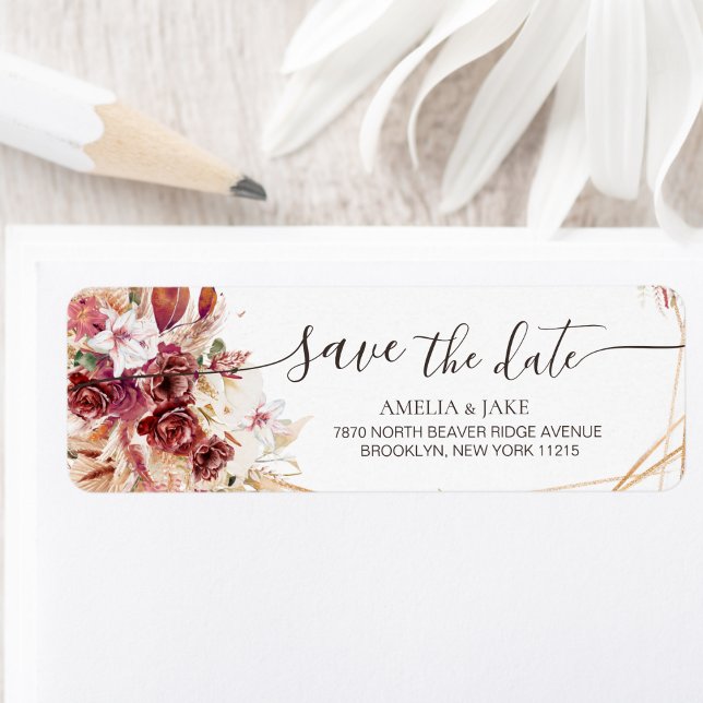 Étiquette de retour de date de sauvegarde Floral B (Créateur téléchargé)