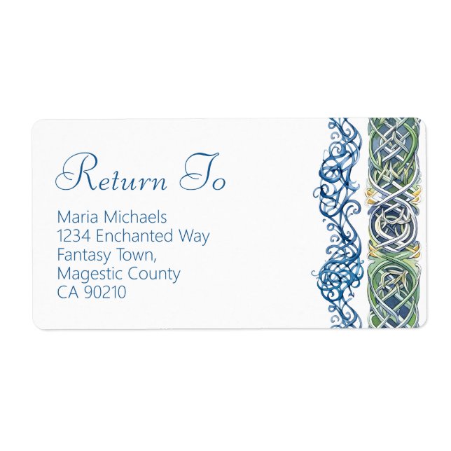 Étiquette de retour de Dragon d'aquarelle celtique (Devant)