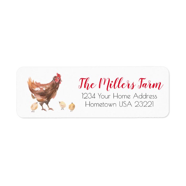 Étiquette de retour de ferme rustique au poulet (Devant)