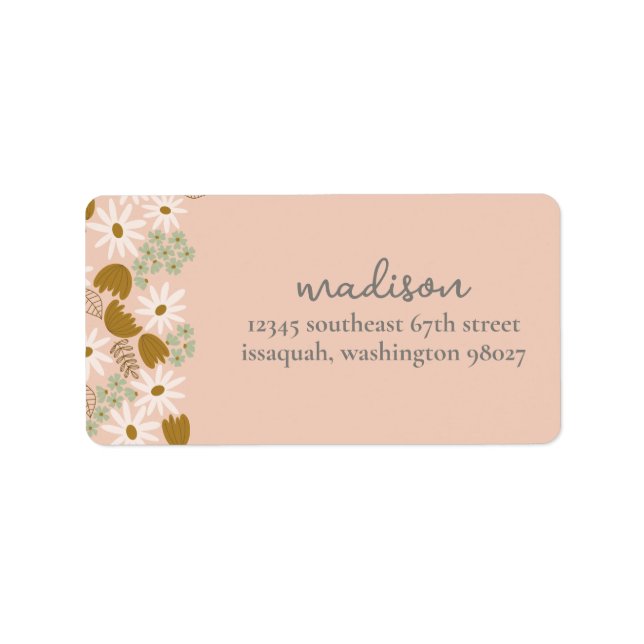 Étiquette de retour de Fêtes des mariées florales  (Devant)