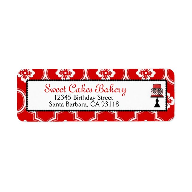 Étiquette de retour de gâteau sucré rouge (Devant)