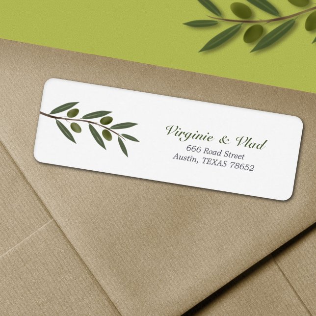 Étiquette de retour de la branche d'olive Watercol (Watercolor Olive Branch Return Address Label)