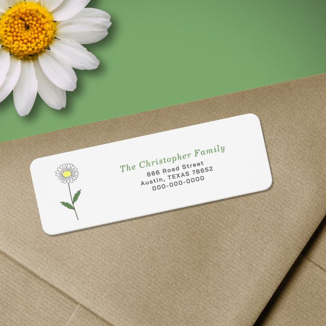 Étiquette de retour de la fleur de marguerite bota (Daisy Flower Return Address Label)