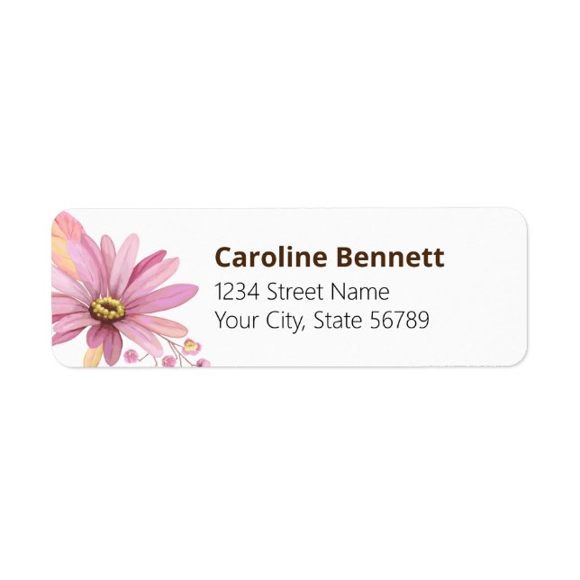 Étiquette de retour de la marguerite rose (Devant)