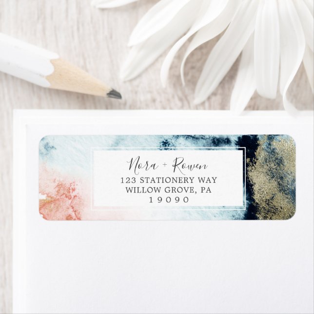 Étiquette de retour de l'aquarelle céleste Abstrai (En situation)