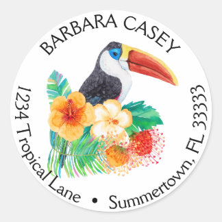 Étiquette de retour de l'aquarelle Tropical Toucan